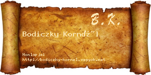 Bodiczky Kornél névjegykártya